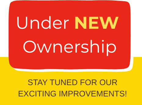Graphic announcing "Under NEW Ownership" with a call to "Stay Tuned for Our Exciting Improvements!"